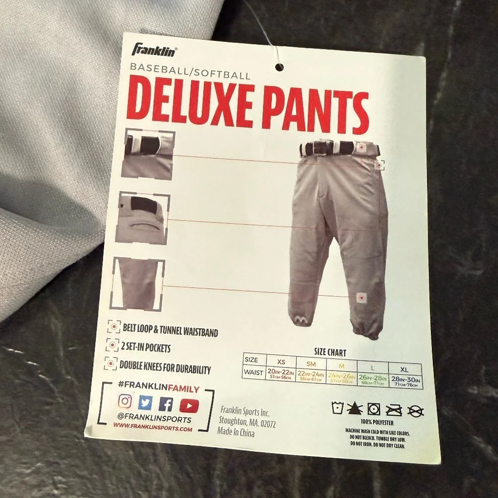 FRANKLIN Knicker Style Baseball/Softball Deluxe Pants (Size Youth XS)